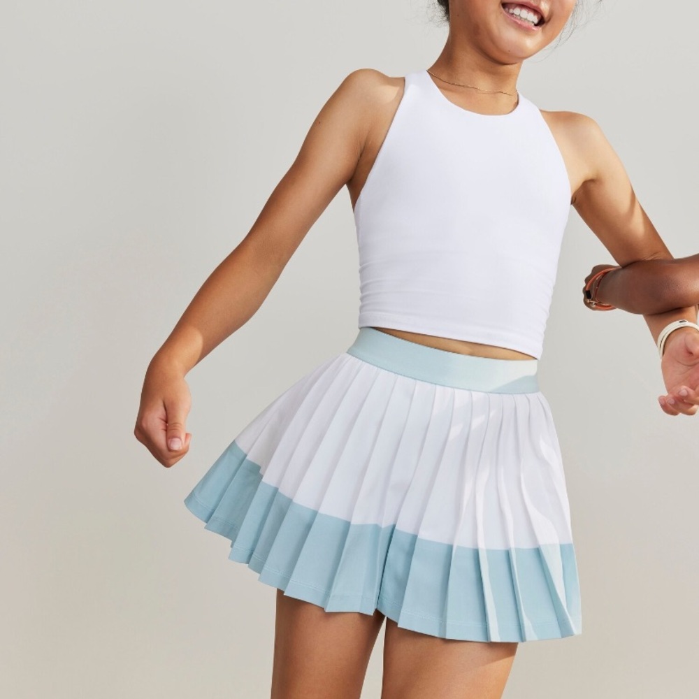Athleta Girl Pleat Perfect Skort White Dawn Blue Size L/12